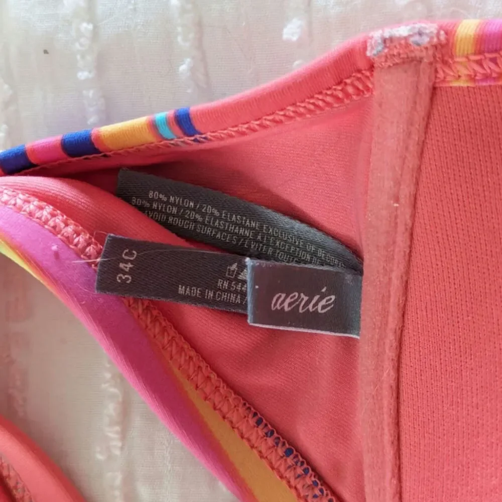 Aerie Charley Pink Stripe Swimsuit Bikini 34C Medium
